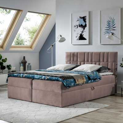 Americká manželská postel 160x200 TOMASA 3 - růžová + topper ZDARMA