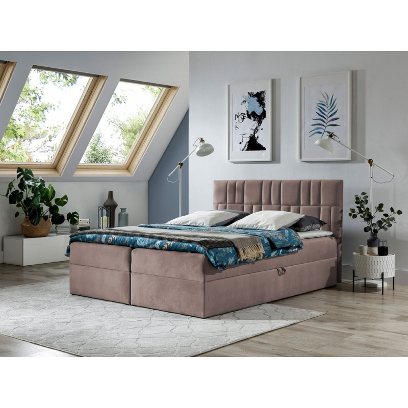 Americká manželská postel 140x200 TOMASA 3 - růžová + topper ZDARMA