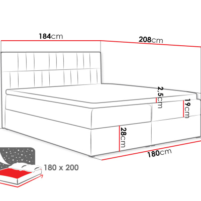 Americká manželská postel 180x200 TOMASA 3 - béžová + topper ZDARMA