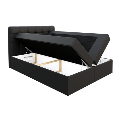 Boxspringová jednolůžková postel 120x200 TOMASA 1 - černá + topper ZDARMA