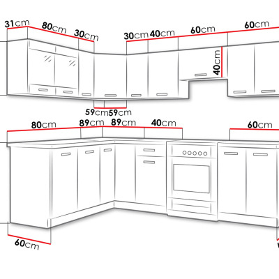 Moderní rohová kuchyně 249/169 cm s LED osvětlením TAO 3 - černá / bílá