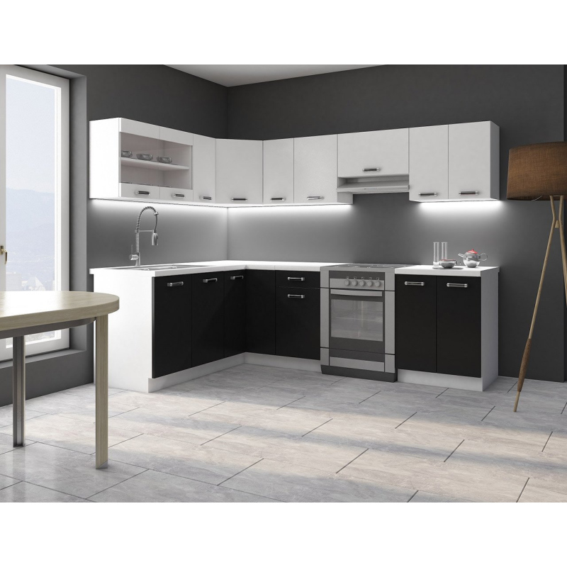 Moderní rohová kuchyně 249/169 cm TAO 3 - černá / bílá