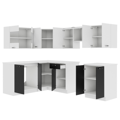 Moderní rohová kuchyně 249/169 cm TAO 3 - černá / bílá