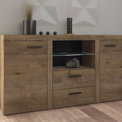 Kombinovaná komoda s LED osvětlením THISE - dub lefkas