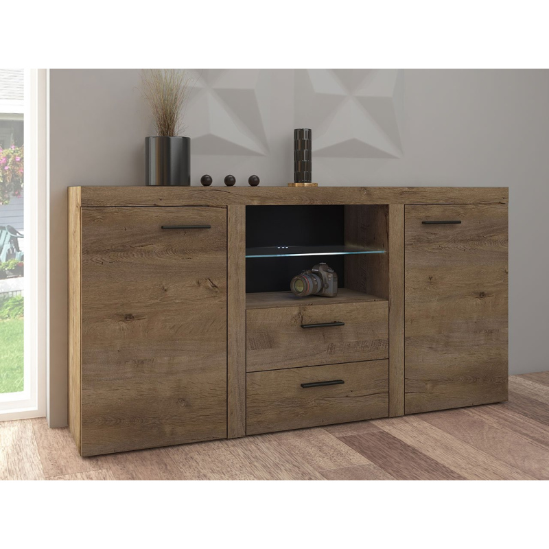 Kombinovaná komoda s LED osvětlením THISE - dub lefkas