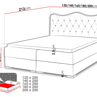 Kontinentální manželská postel 200x200 TEJANA - bílá ekokůže + topper ZDARMA
