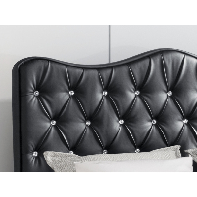 Kontinentální manželská postel 160x200 TEJANA - černá ekokůže + topper ZDARMA