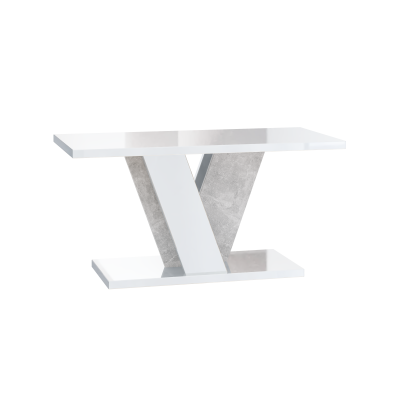 Designový konferenční stolek ANDREJ - bílý lesk / beton