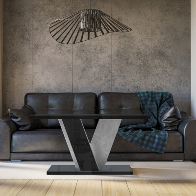 Designový konferenční stolek ANDREJ - černý lesk / beton