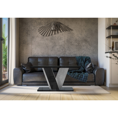 Designový konferenční stolek ANDREJ - černý lesk / beton