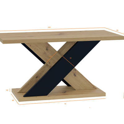 Konferenční stolek NIKOS - dub artisan / černý