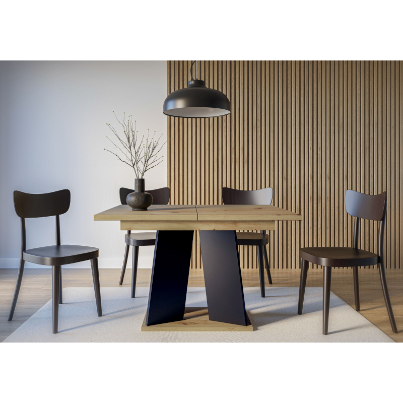 Rozkládací jídelní stůl ENDRE - dub artisan / černý