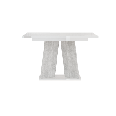 Rozkládací jídelní stůl ENDRE - bílý lesk / kámen