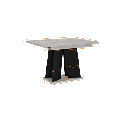 Rozkládací jídelní stůl ENDRE - beton / černý