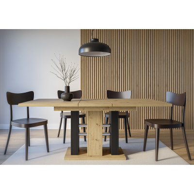Rozkládací jídelní stůl RENE - dub artisan / černý