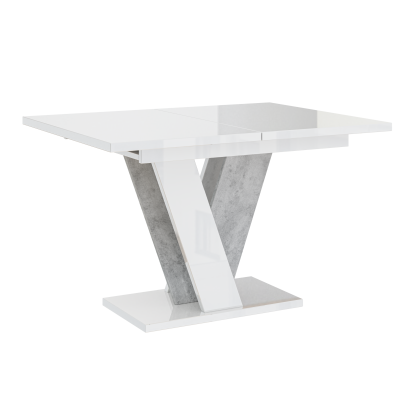 Rozkládací jídelní stůl ANDREJ - bílý lesk / beton