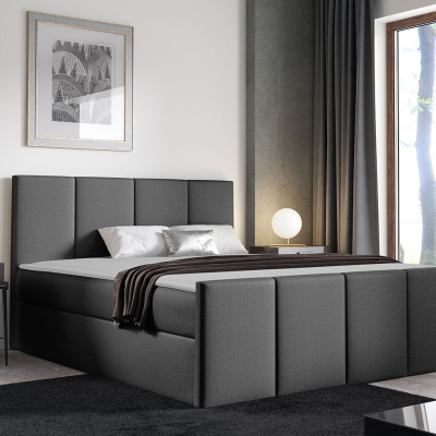 Hotelová manželská postel 180x200 MORALA - šedá + topper ZDARMA