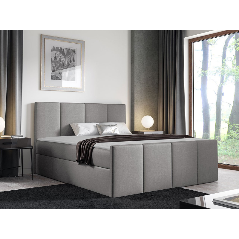 Hotelová manželská postel 180x200 MORALA - světlá šedá 2 + topper ZDARMA