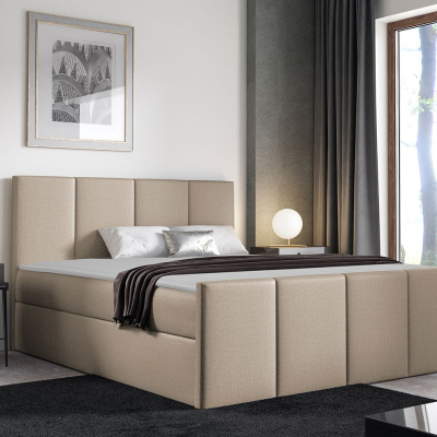 Hotelová manželská postel 180x200 MORALA - béžová 2 + topper ZDARMA