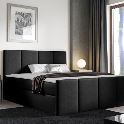 Hotelová manželská postel 180x200 MORALA - černá + topper ZDARMA
