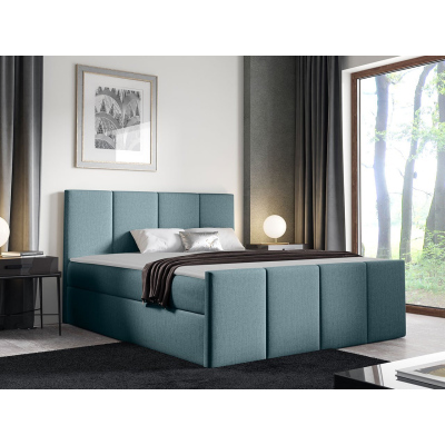 Hotelová manželská postel 180x200 MORALA - světlá modrá + topper ZDARMA