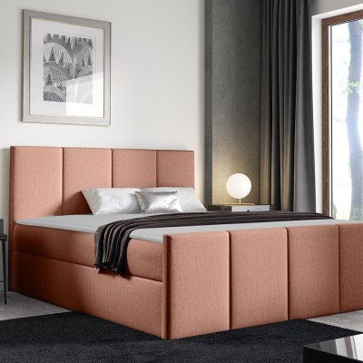 Hotelová manželská postel 180x200 MORALA - lososová + topper ZDARMA