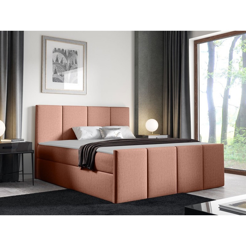 Hotelová manželská postel 180x200 MORALA - lososová + topper ZDARMA