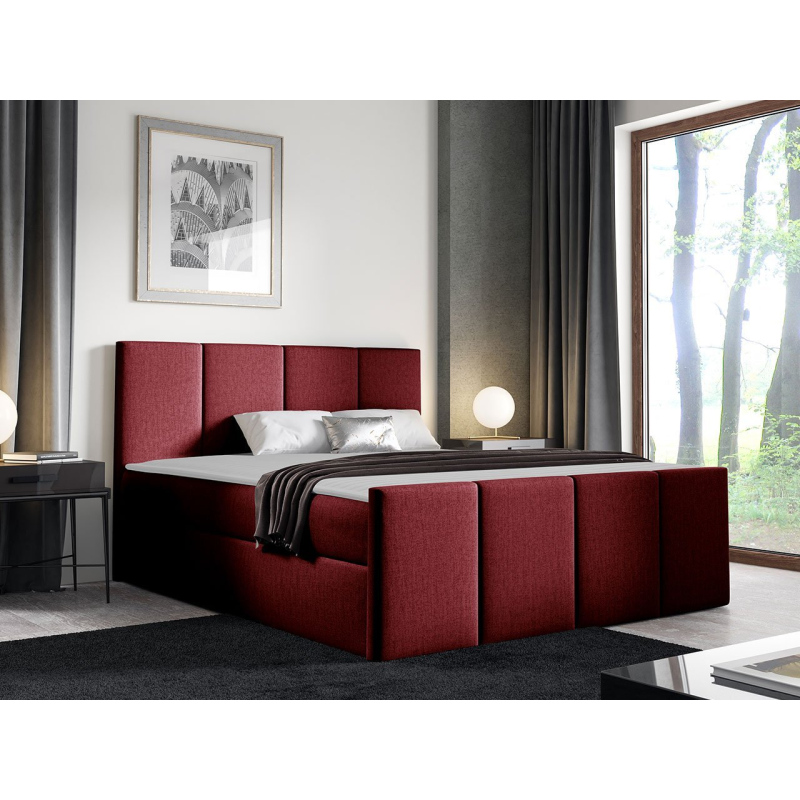 Hotelová manželská postel 180x200 MORALA - červená + topper ZDARMA