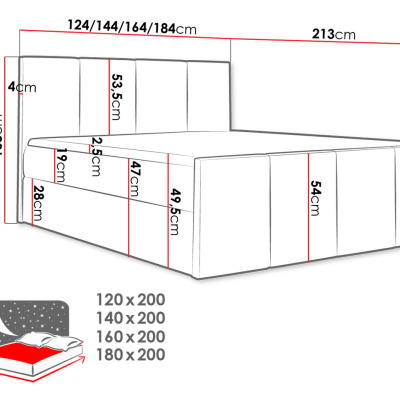 Hotelová manželská postel 180x200 MORALA - béžová ekokůže + topper ZDARMA