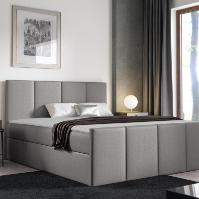 Hotelová manželská postel 160x200 MORALA - světlá šedá 2 + topper ZDARMA