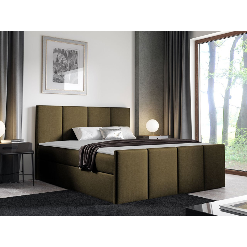 Hotelová manželská postel 160x200 MORALA - hnědá 3 + topper ZDARMA