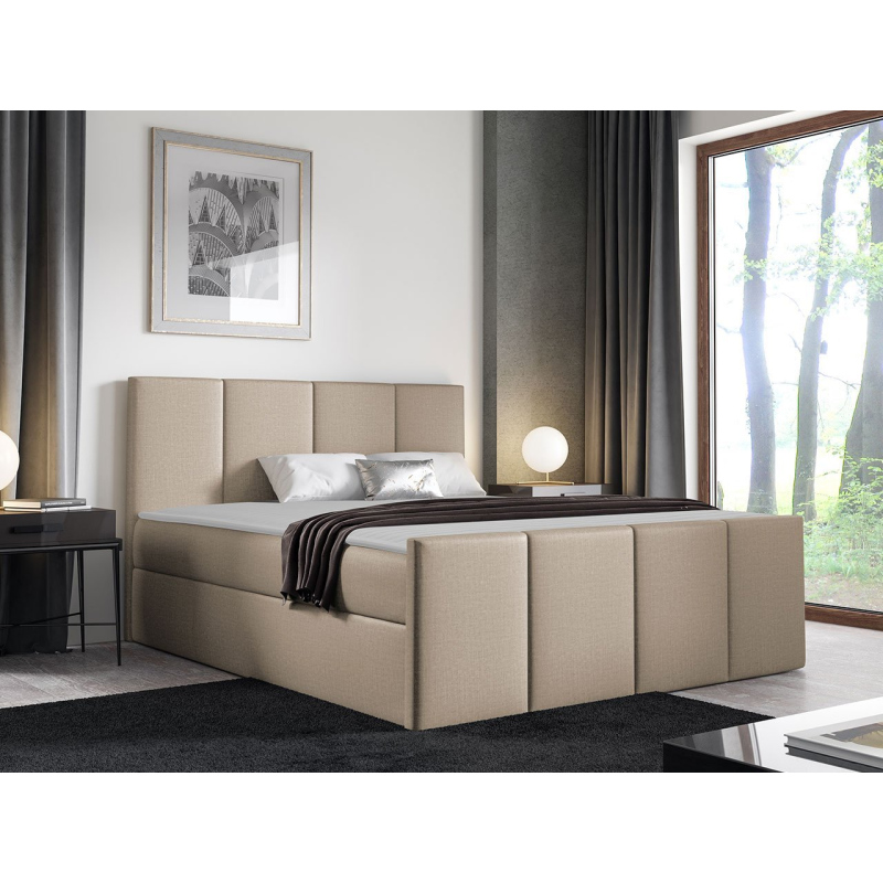 Hotelová manželská postel 160x200 MORALA - béžová 2 + topper ZDARMA