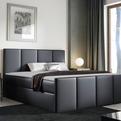 Hotelová manželská postel 160x200 MORALA - šedá ekokůže 2 + topper ZDARMA