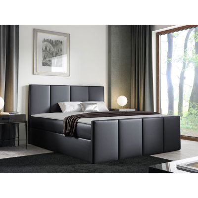 Hotelová manželská postel 160x200 MORALA - šedá ekokůže 2 + topper ZDARMA