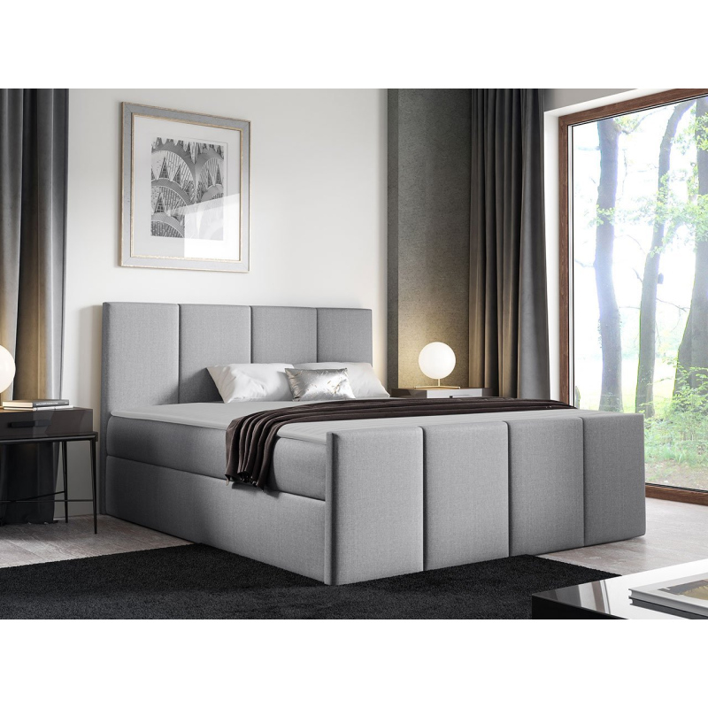 Hotelová manželská postel 160x200 MORALA - světlá šedá 1 + topper ZDARMA