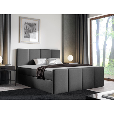 Hotelová manželská postel 140x200 MORALA - šedá + topper ZDARMA