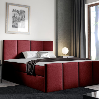 Hotelová manželská postel 140x200 MORALA - červená + topper ZDARMA