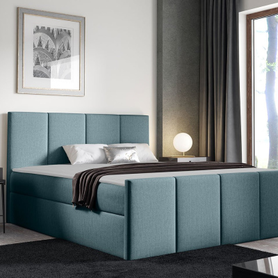 Hotelová jednolůžková postel 120x200 MORALA - světlá modrá + topper ZDARMA