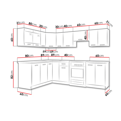 Rohová kuchyně 418/418 cm LIAN 2 - dub lanýž / bílá + dřez ZDARMA