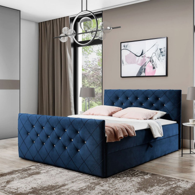 Americká jednolůžková postel 120x200 NATAL - modrá + topper ZDARMA