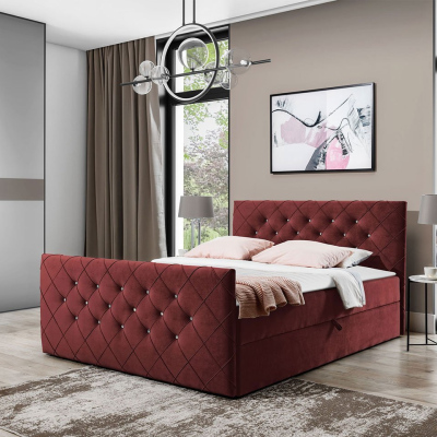 Americká manželská postel 140x200 NATAL - vínová + topper ZDARMA