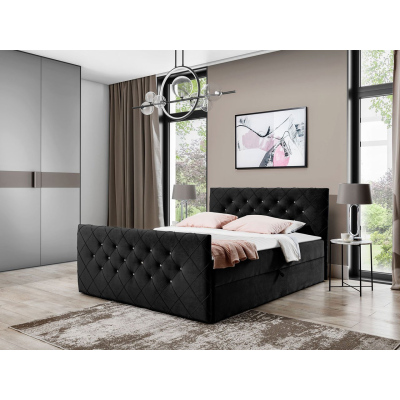 Americká manželská postel 140x200 NATAL - černá + topper ZDARMA