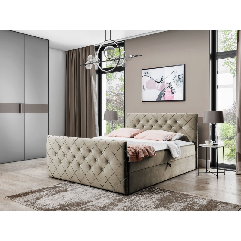 Americká manželská postel 140x200 NATAL - béžová + topper ZDARMA