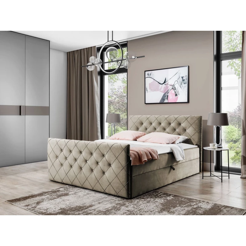 Americká manželská postel 160x200 NATAL - béžová + topper ZDARMA
