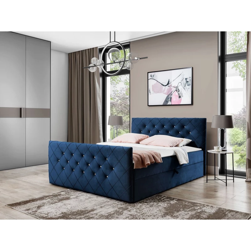 Americká manželská postel 180x200 NATAL - modrá + topper ZDARMA