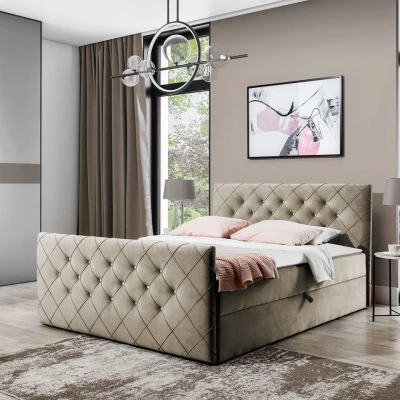 Americká manželská postel 180x200 NATAL - béžová + topper ZDARMA