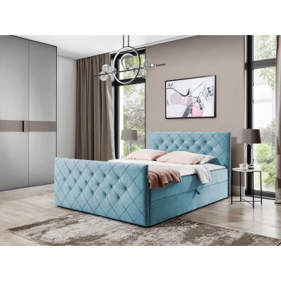Americká manželská postel 180x200 NATAL - azurová + topper ZDARMA