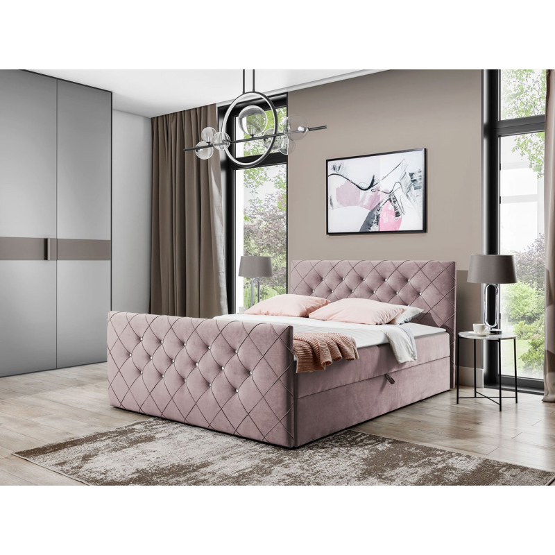 Americká manželská postel 200x200 NATAL - levandulová + topper ZDARMA