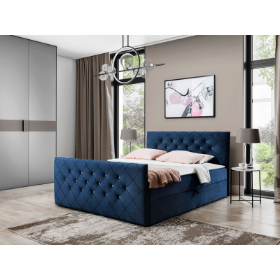 Americká manželská postel 200x200 NATAL - modrá + topper ZDARMA