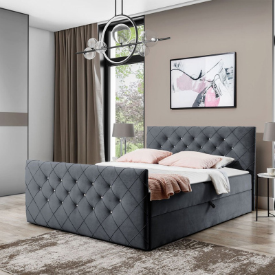 Americká manželská postel 200x200 NATAL - šedá + topper ZDARMA